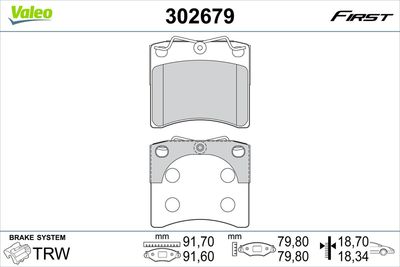 Brake Pad Set, disc brake VALEO 302679