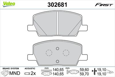 Brake Pad Set, disc brake VALEO 302681