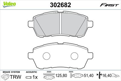Brake Pad Set, disc brake VALEO 302682