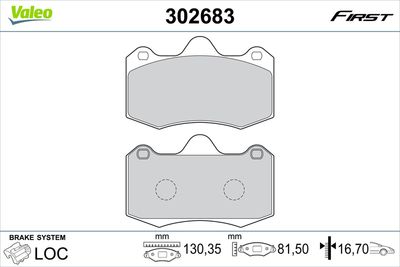Brake Pad Set, disc brake VALEO 302683