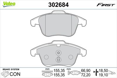 Brake Pad Set, disc brake VALEO 302684