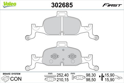 Brake Pad Set, disc brake VALEO 302685