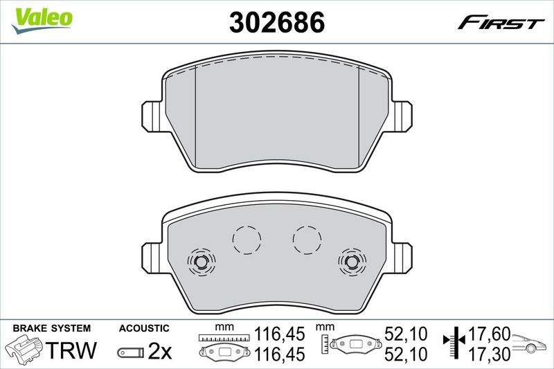 VALEO 302686 Brake Pad Set, disc brake