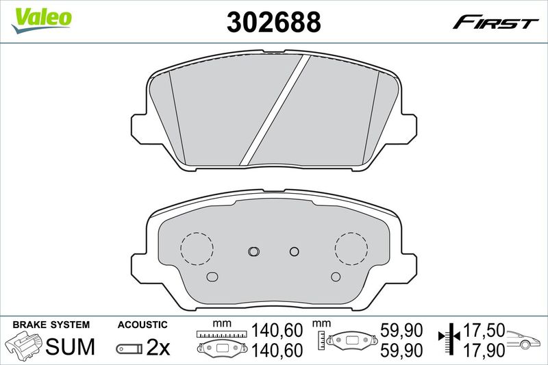 VALEO 302688 Brake Pad Set, disc brake