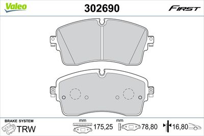 Brake Pad Set, disc brake VALEO 302690