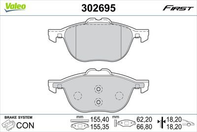 Brake Pad Set, disc brake VALEO 302695