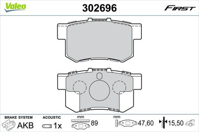 Brake Pad Set, disc brake VALEO 302696