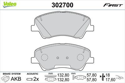 Brake Pad Set, disc brake VALEO 302700