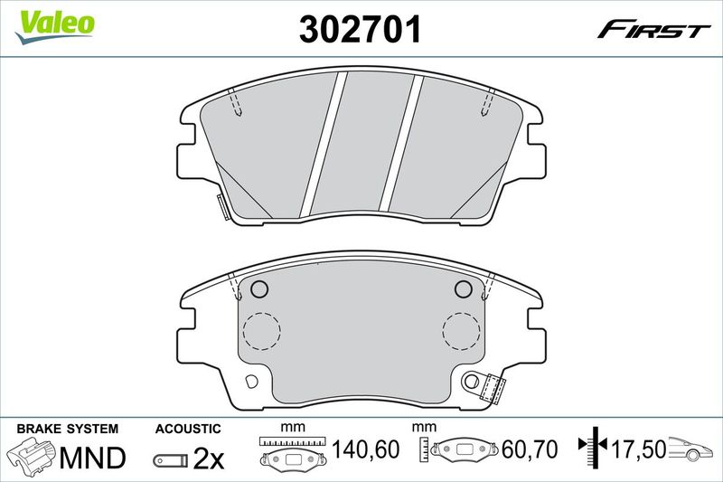 VALEO 302701 Brake Pad Set, disc brake