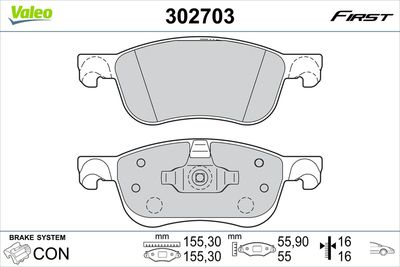 Brake Pad Set, disc brake VALEO 302703