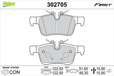 Brake Pad Set, disc brake VALEO 302705