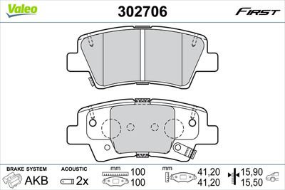Brake Pad Set, disc brake VALEO 302706