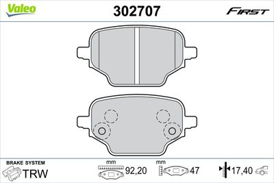 Brake Pad Set, disc brake VALEO 302707