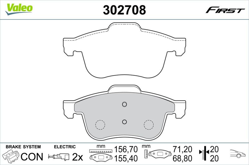 VALEO 302708 Brake Pad Set, disc brake