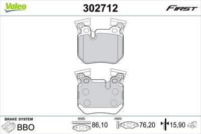 Brake Pad Set, disc brake VALEO 302712