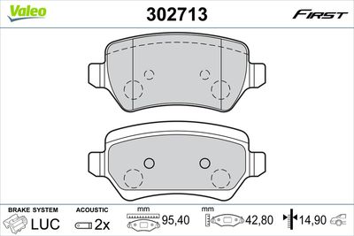 Brake Pad Set, disc brake VALEO 302713