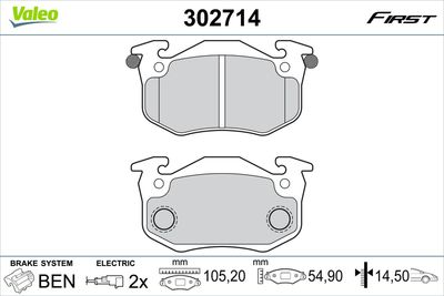 Brake Pad Set, disc brake VALEO 302714