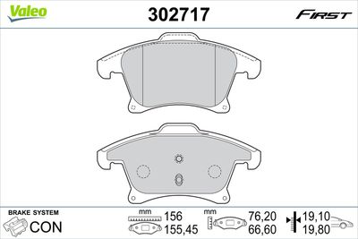 Brake Pad Set, disc brake VALEO 302717