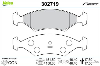 Brake Pad Set, disc brake VALEO 302719