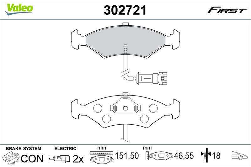 VALEO 302721 Brake Pad Set, disc brake