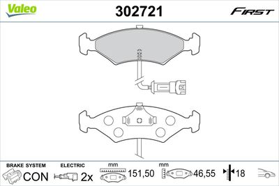 Brake Pad Set, disc brake VALEO 302721