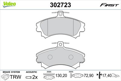 Brake Pad Set, disc brake VALEO 302723