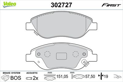 Brake Pad Set, disc brake VALEO 302727