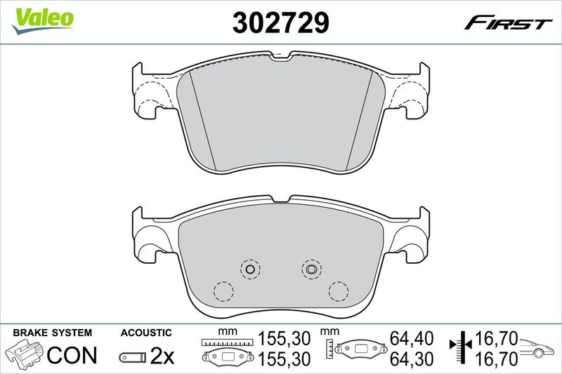 VALEO 302729 Brake Pad Set, disc brake