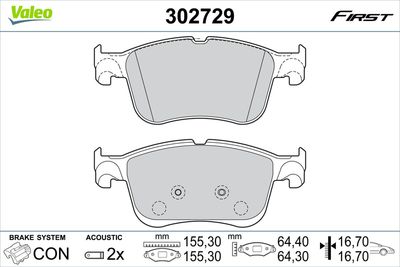 Brake Pad Set, disc brake VALEO 302729