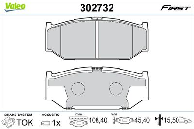 Brake Pad Set, disc brake VALEO 302732