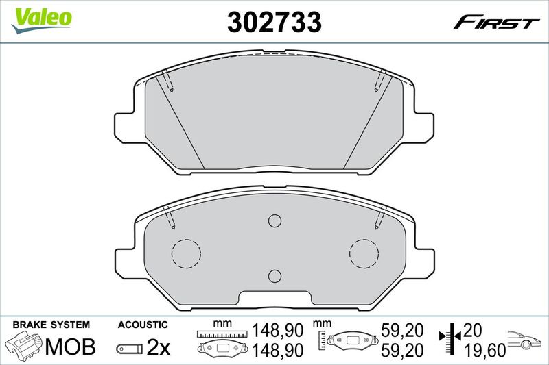 VALEO 302733 Brake Pad Set, disc brake