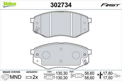 Brake Pad Set, disc brake VALEO 302734
