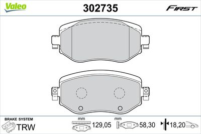 Brake Pad Set, disc brake VALEO 302735