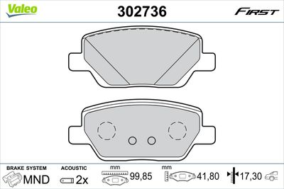 Brake Pad Set, disc brake VALEO 302736