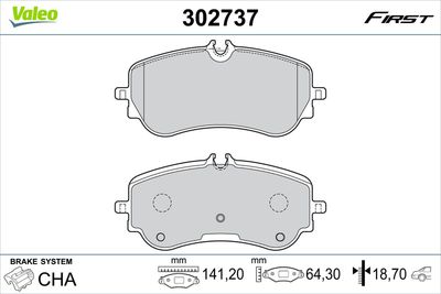 Brake Pad Set, disc brake VALEO 302737
