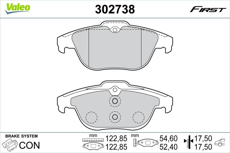 VALEO 302738 Brake Pad Set, disc brake