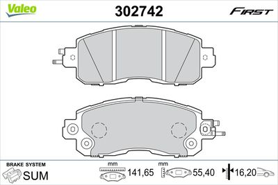 Brake Pad Set, disc brake VALEO 302742