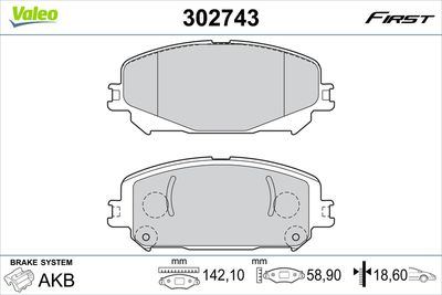 Brake Pad Set, disc brake VALEO 302743