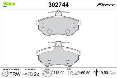 Brake Pad Set, disc brake VALEO 302744