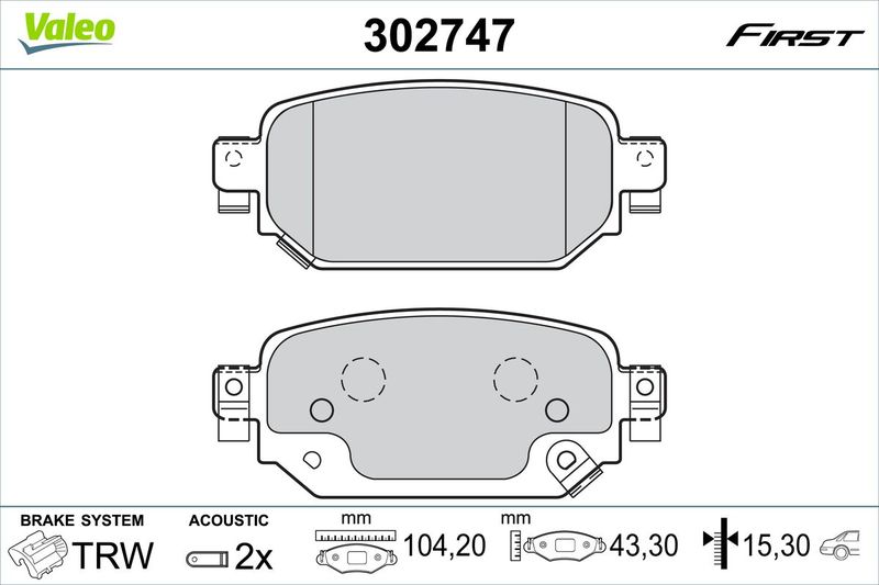 VALEO 302747 Brake Pad Set, disc brake