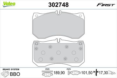 Brake Pad Set, disc brake VALEO 302748