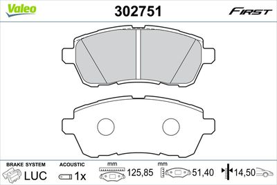 Brake Pad Set, disc brake VALEO 302751