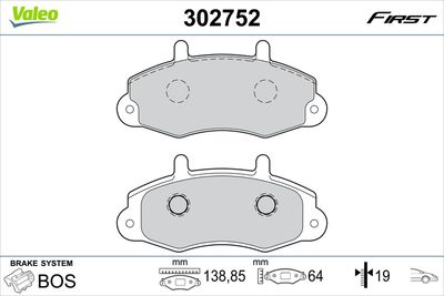 Brake Pad Set, disc brake VALEO 302752