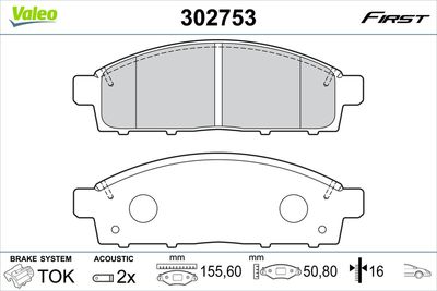 Brake Pad Set, disc brake VALEO 302753