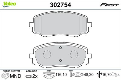 Brake Pad Set, disc brake VALEO 302754