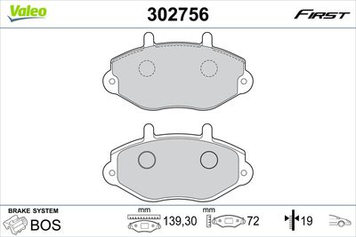 Brake Pad Set, disc brake VALEO 302756