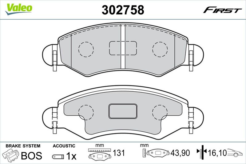 VALEO 302758 Brake Pad Set, disc brake