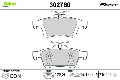 Brake Pad Set, disc brake VALEO 302760