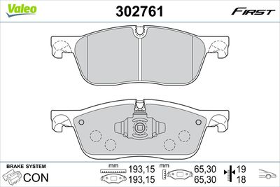 Brake Pad Set, disc brake VALEO 302761