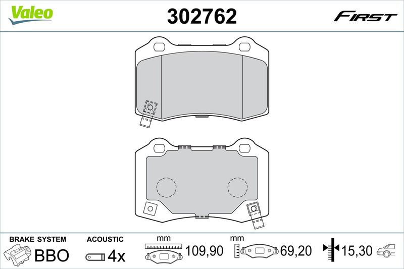 VALEO 302762 Brake Pad Set, disc brake